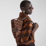 FENDI Mamma Baguette Medium Dark brown jacquard FF velvet bag - Image 4